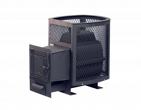 Печь банная чугунная "Сибирь-24" Универсальная чугунная дверца (Сетка)